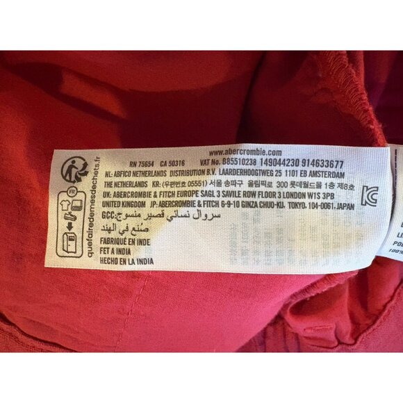 Abercrombie & Fitch Shorts Women's L Red Ultra High Rise Linen Blend Pleated - Picture 6 of 6